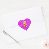 Schattigee Bowtie Teddy Bear Roze Geometrische Sti Hart Sticker (Envelop)