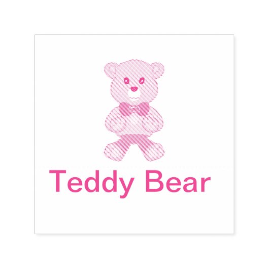 Schattigee Bowtie Teddy Bear Zelf Inking Rubber St Zelfinktende Stempel (Design)