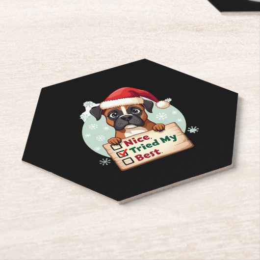 Schattigee Boxer Dog Christmas Nice Tried My Best  Kartonnen Onderzetters (Schuin)