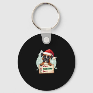 Schattigee Boxer Dog Christmas Nice Tried My Best Sleutelhanger