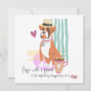 Schattigee Boxer Dog Coffee Happiness Quote bij el Kaart