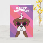 Schattigee Boxer Dog Verjaardag Kaart (Gele Bloem)