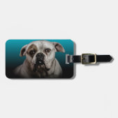 Schattigee Boxer Dog w Blue Black Gradient achterg Bagagelabel (Voorkant horizontaal)
