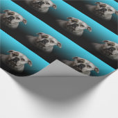 Schattigee Boxer Dog w Blue Black Gradient achterg Cadeaupapier (Hoek)
