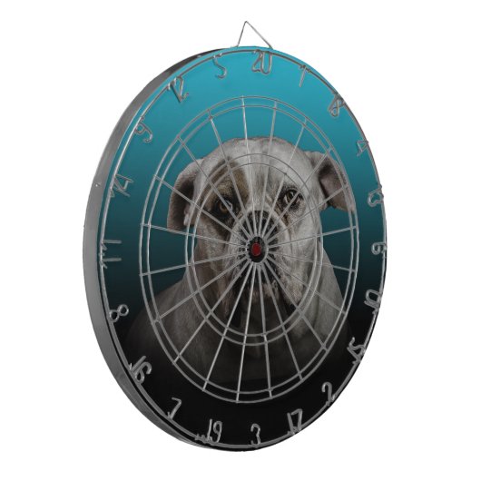 Schattigee Boxer Dog w Blue Black Gradient achterg Dartbord (Voorkant Links)