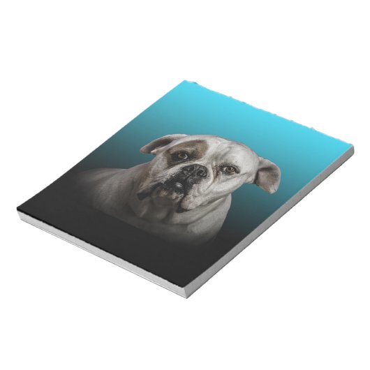 Schattigee Boxer Dog w Blue Black Gradient achterg Notitieblok (Linkerzijde)