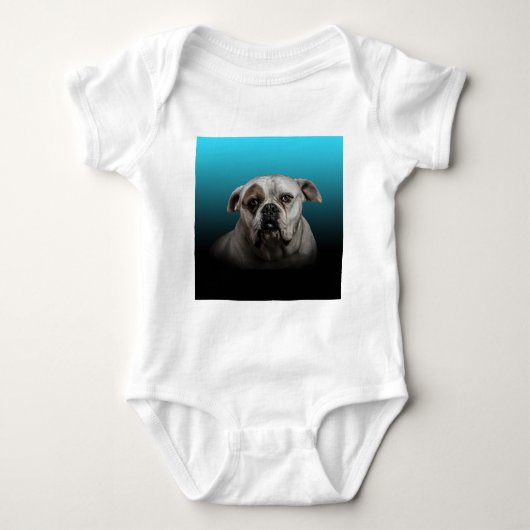 Schattigee Boxer Dog w Blue Black Gradient achterg Romper (Voorkant)