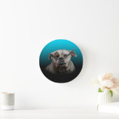 Schattigee Boxer Dog w Blue Black Gradient achterg Ronde Klok (Huis)