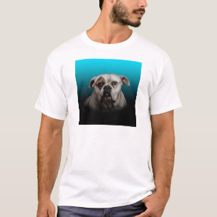 Schattigee Boxer Dog w Blue Black Gradient achterg T-shirt