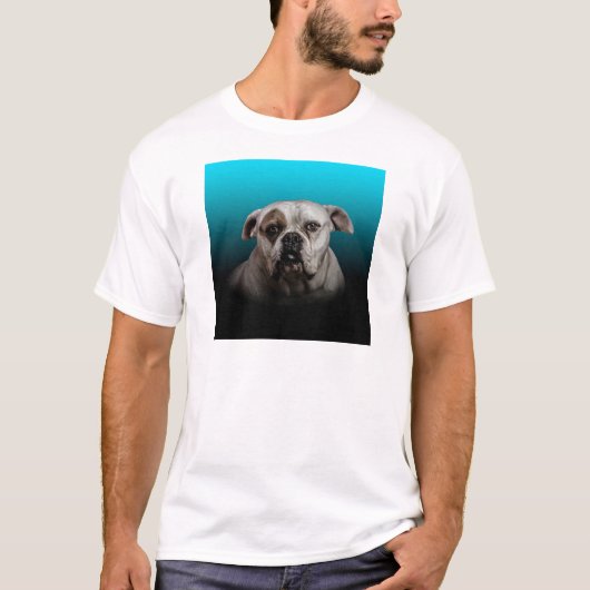 Schattigee Boxer Dog w Blue Black Gradient achterg T-shirt (Voorkant)