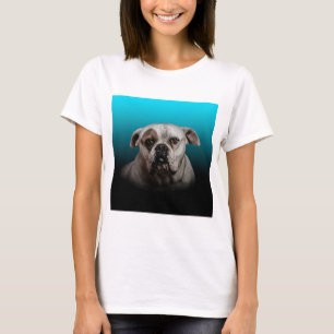 Schattigee Boxer Dog w Blue Black Gradient achterg T-shirt