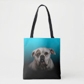 Schattigee Boxer Dog w Blue Black Gradient achterg Tote Bag (Voorkant)