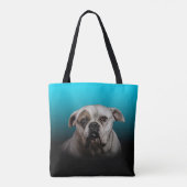 Schattigee Boxer Dog w Blue Black Gradient achterg Tote Bag (Achterkant)
