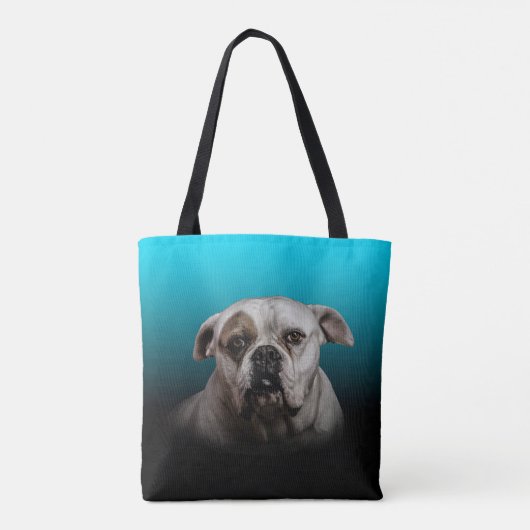 Schattigee Boxer Dog w Blue Black Gradient achterg Tote Bag (Achterkant)