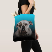 Schattigee Boxer Dog w Blue Black Gradient achterg Tote Bag (Dichtbij)