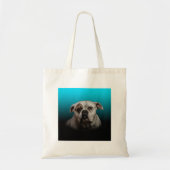 Schattigee Boxer Dog w Blue Black Gradient achterg Tote Bag (Voorkant)