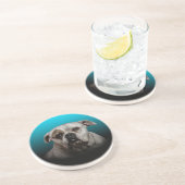 Schattigee Boxer Dog w Blue Black Gradient achterg Zandsteen Onderzetter (Zijkant)