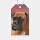Schattigee Boxer Dog Water Kleur Olieverfschilderi Cadeaulabel (Voorkant)