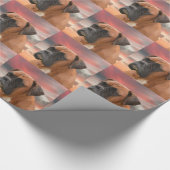 Schattigee Boxer Dog Water Kleur Olieverfschilderi Cadeaupapier (Hoek)