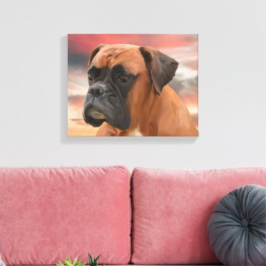 Schattigee Boxer Dog Water Kleur Olieverfschilderi Canvas Afdruk (Insitu (Woonkamer))