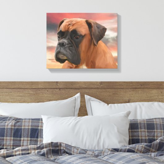 Schattigee Boxer Dog Water Kleur Olieverfschilderi Canvas Afdruk (Insitu (Slaapkamer))