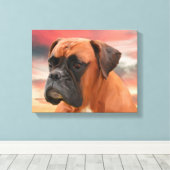 Schattigee Boxer Dog Water Kleur Olieverfschilderi Canvas Afdruk (Insitu (Houten vloer))