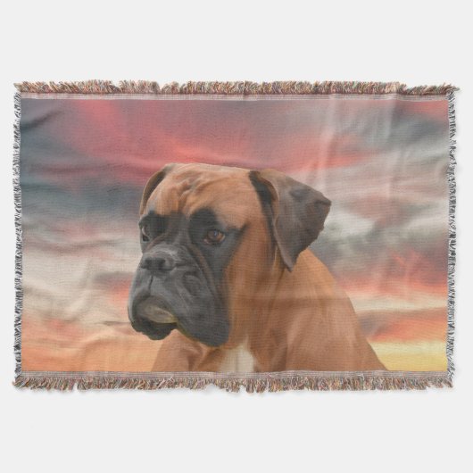 Schattigee Boxer Dog Water Kleur Olieverfschilderi Deken (Voorkant)