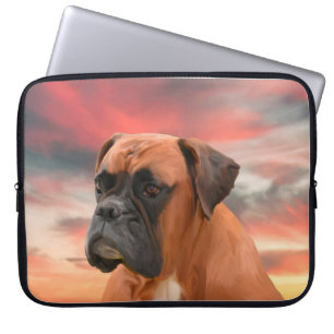 Schattigee Boxer Dog Water Kleur Olieverfschilderi Laptop Sleeve