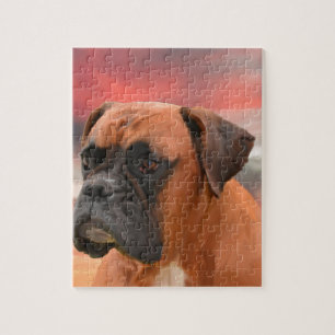 Schattigee Boxer Dog Water Kleur Olieverfschilderi Legpuzzel