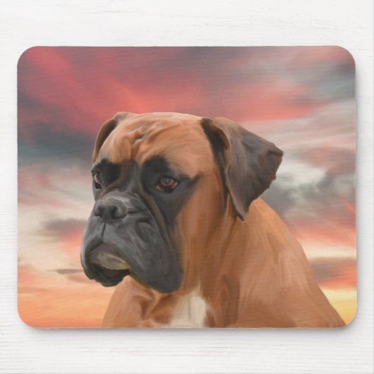 Schattigee Boxer Dog Water Kleur Olieverfschilderi Muismat (Voorkant)