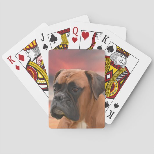 Schattigee Boxer Dog Water Kleur Olieverfschilderi Pokerkaarten (Achterkant)