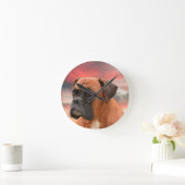 Schattigee Boxer Dog Water Kleur Olieverfschilderi Ronde Klok (Huis)