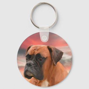 Schattigee Boxer Dog Water Kleur Olieverfschilderi Sleutelhanger