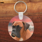 Schattigee Boxer Dog Water Kleur Olieverfschilderi Sleutelhanger (Voorkant)