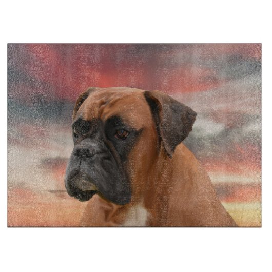 Schattigee Boxer Dog Water Kleur Olieverfschilderi Snijplank (Voorkant)