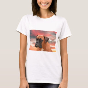 Schattigee Boxer Dog Water Kleur Olieverfschilderi T-shirt