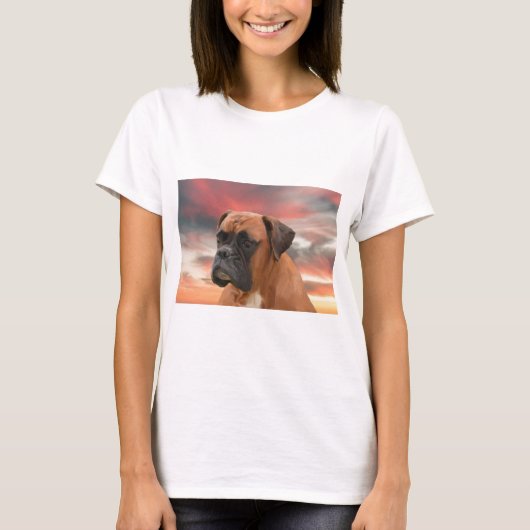 Schattigee Boxer Dog Water Kleur Olieverfschilderi T-shirt (Voorkant)