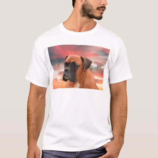 Schattigee Boxer Dog Water Kleur Olieverfschilderi T-shirt (Voorkant)