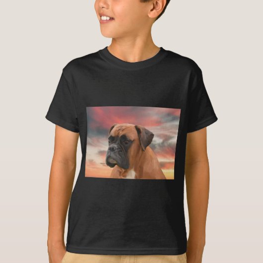 Schattigee Boxer Dog Water Kleur Olieverfschilderi T-shirt (Voorkant)