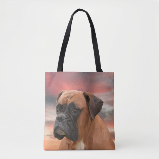 Schattigee Boxer Dog Water Kleur Olieverfschilderi Tote Bag (Voorkant)