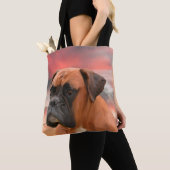 Schattigee Boxer Dog Water Kleur Olieverfschilderi Tote Bag (Dichtbij)