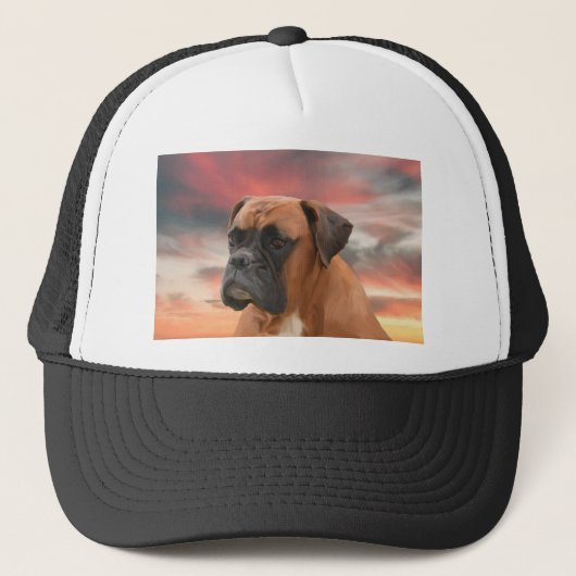 Schattigee Boxer Dog Water Kleur Olieverfschilderi Trucker Pet (Voorkant)
