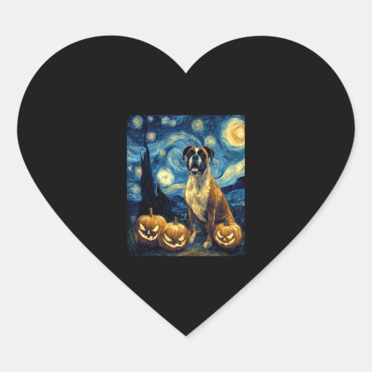 Schattigee Boxer Halloween Jack O Lantern Pumpkin  Hart Sticker (Voorkant)