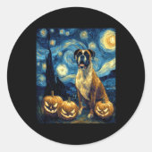 Schattigee Boxer Halloween Jack O Lantern Pumpkin  Ronde Sticker (Voorkant)