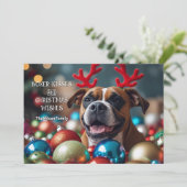 Schattigee Boxer Kusjes & Kerstwensen gepersonalis Feestdagenkaart (Staand voorkant)