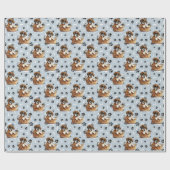 Schattigee Boxer Puppy in Basket Paw Print Cadeaupapier (Vlak)
