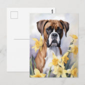 Schattigee Boxerhond met gele narcissen Waterverf Briefkaart (Voorkant / Achterkant)