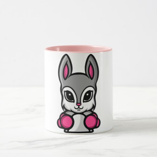 Schattigee Boxing Rabbit Cartoon Coffee Mok (Midden)