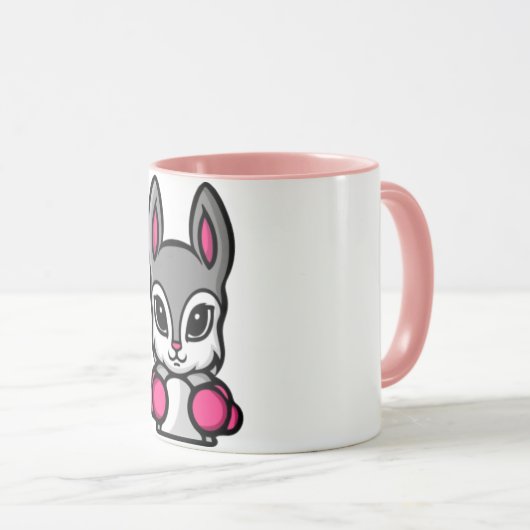 Schattigee Boxing Rabbit Cartoon Coffee Mok (Voorkant rechts)