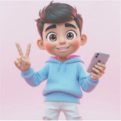 Schattigee boy 3d Custom-Cut Vinyl Sticker (Voorkant)